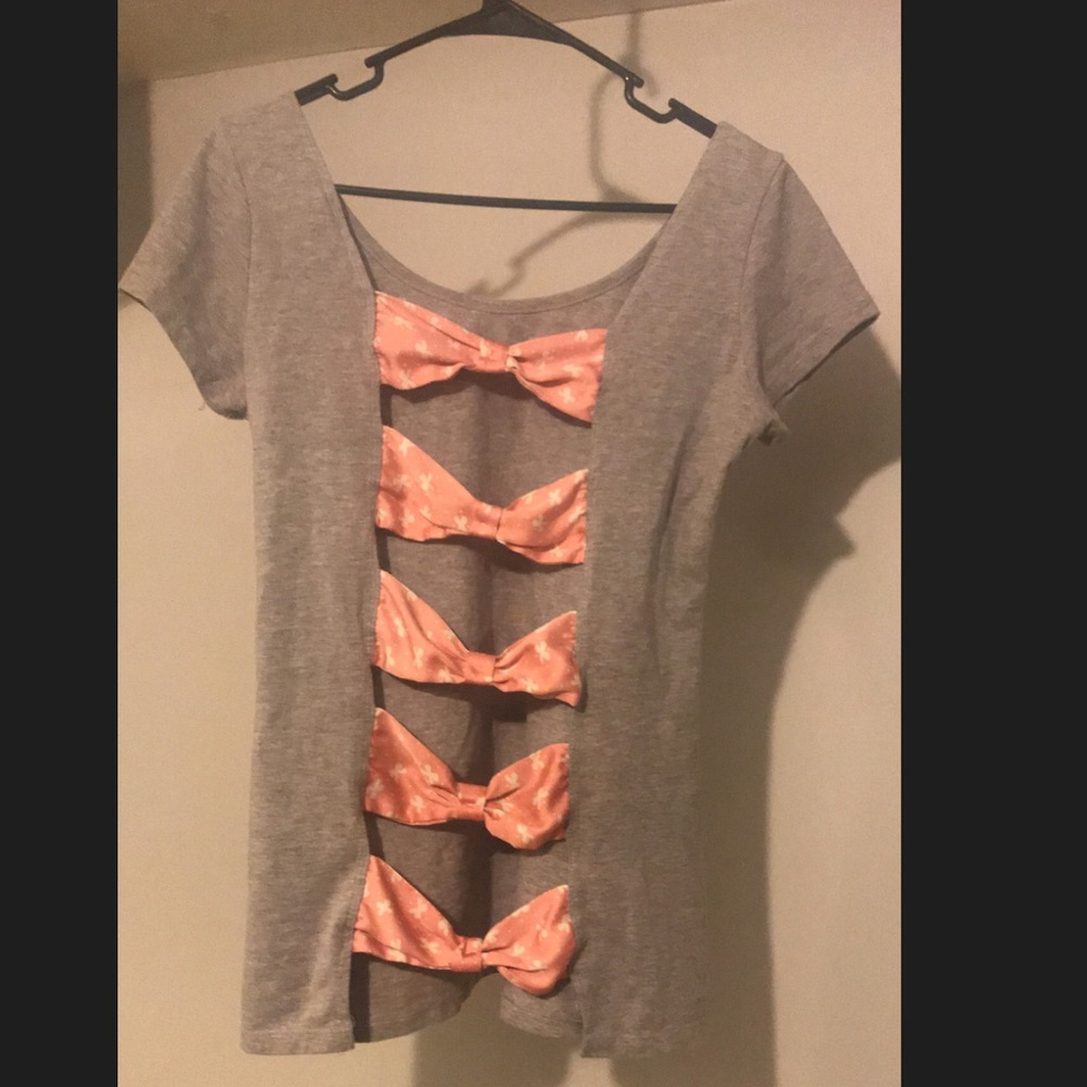 Gray open back top